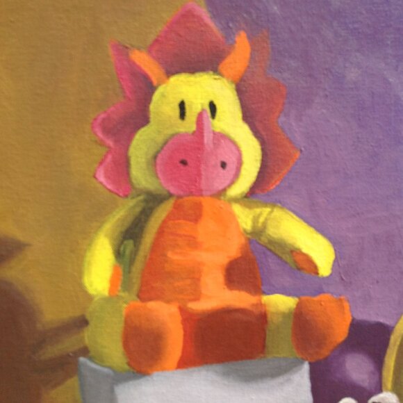 Unframed Original Art on Canvas "Favorite Plush Character Corner" 16" x 20" - Picture 10 of 12